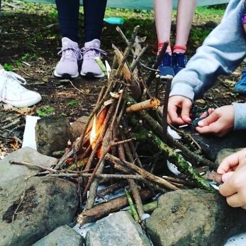 strangford-lough-activity-centre-children-group-campfire-firelighting Children Group Campfire Firelighting